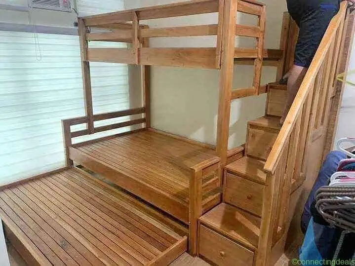 Wooden Bunk bed w/ stair drawers and pullover bed