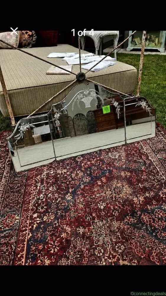 Vintage antique 3 panel Venetian mirror