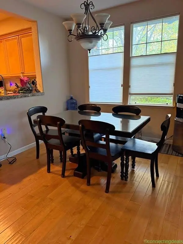 Dark cherry wood dining set