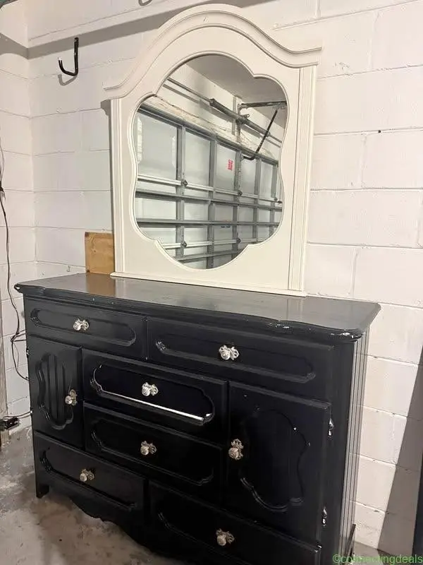 Black Dresser with White Mirror - Image 1