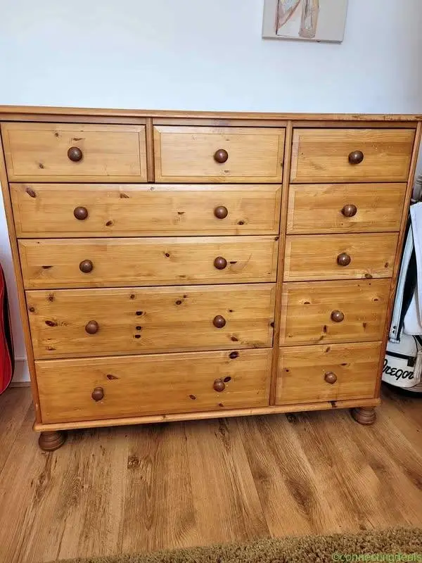 Pine 11 drawer tallboy