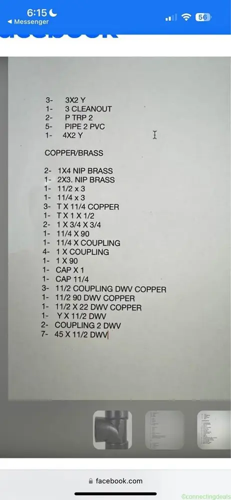 Plumbing supplies for sale