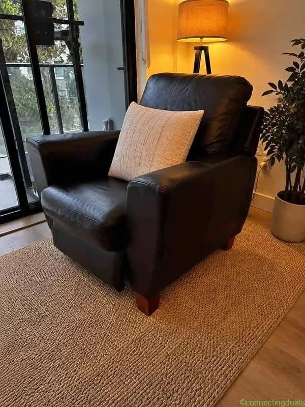 Dark Brown Leather Recliner Armchair / Modern