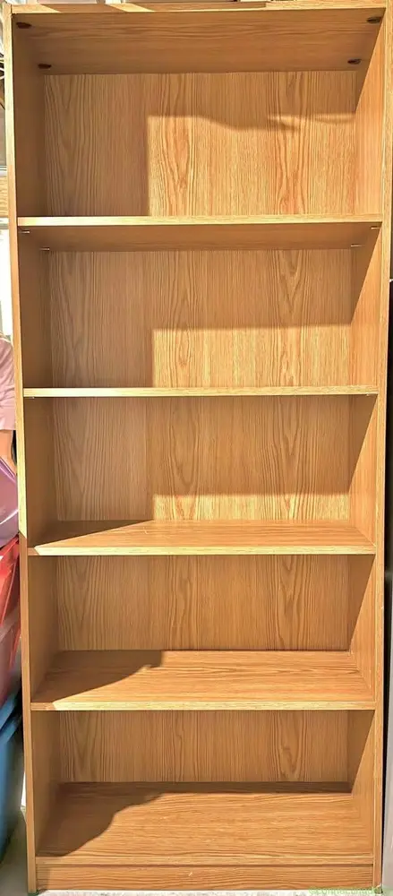 5-Shelf Oak Finish Bookcase