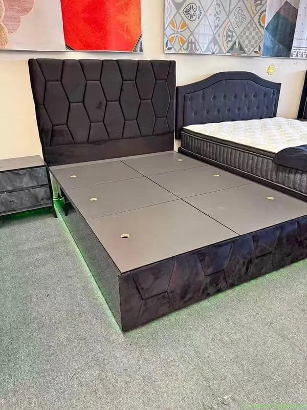 Brand new Queen size box bed with LED light - Image 1