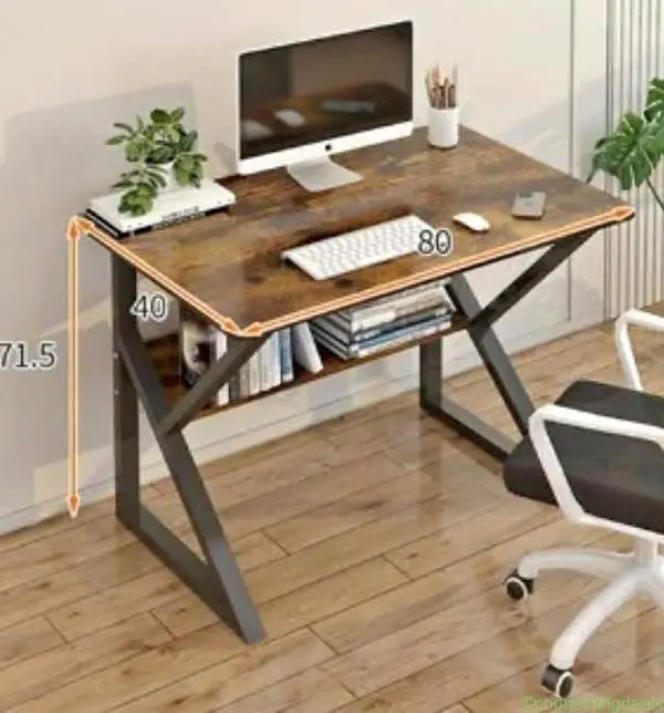 Study Table Wood and Metal Computer Desk with