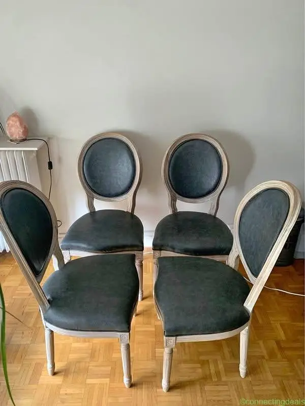 Chaises médaillon bois et cuir Maison du Monde