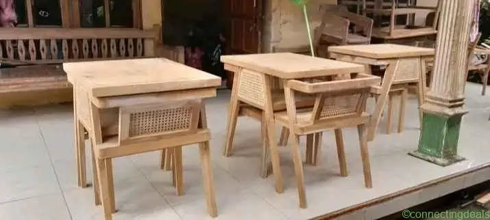 Meja makan set kursi jati minimalist resto caffe