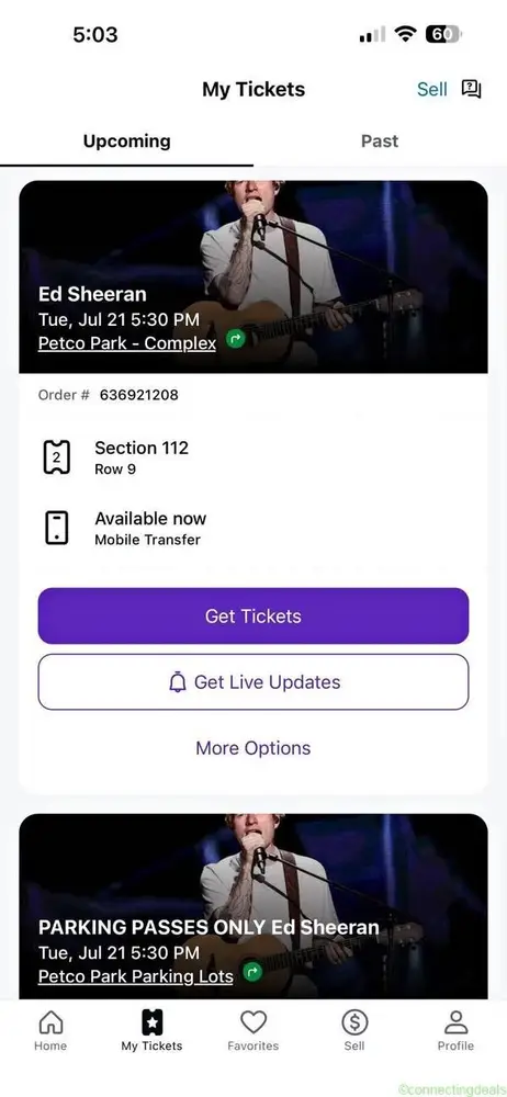 Ed Sheeran - Section 112 Row 9 - (2) Seats 7-8