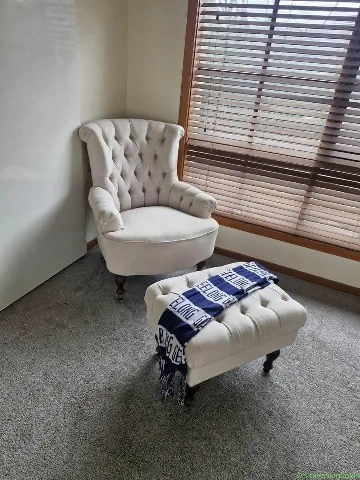 Brand New Tufted Armchair & Matching Ottoman Set