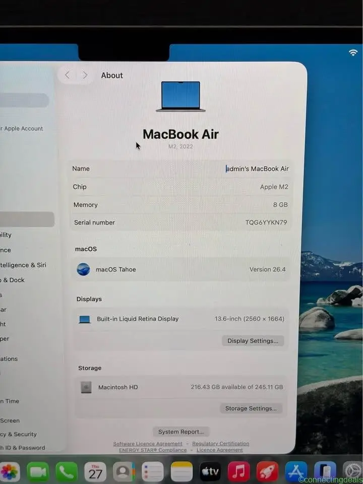 Apple MacBook Air 13” 2022 Space Grey (M2 8GB RAM