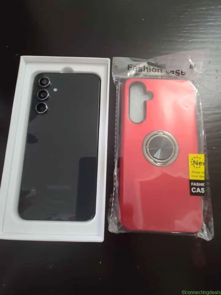 Samsung A54 smartphone with new red case