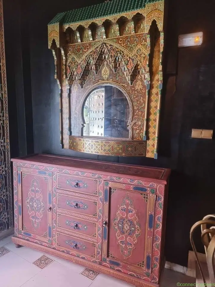 Console artisanal marocaine peinture sir bois