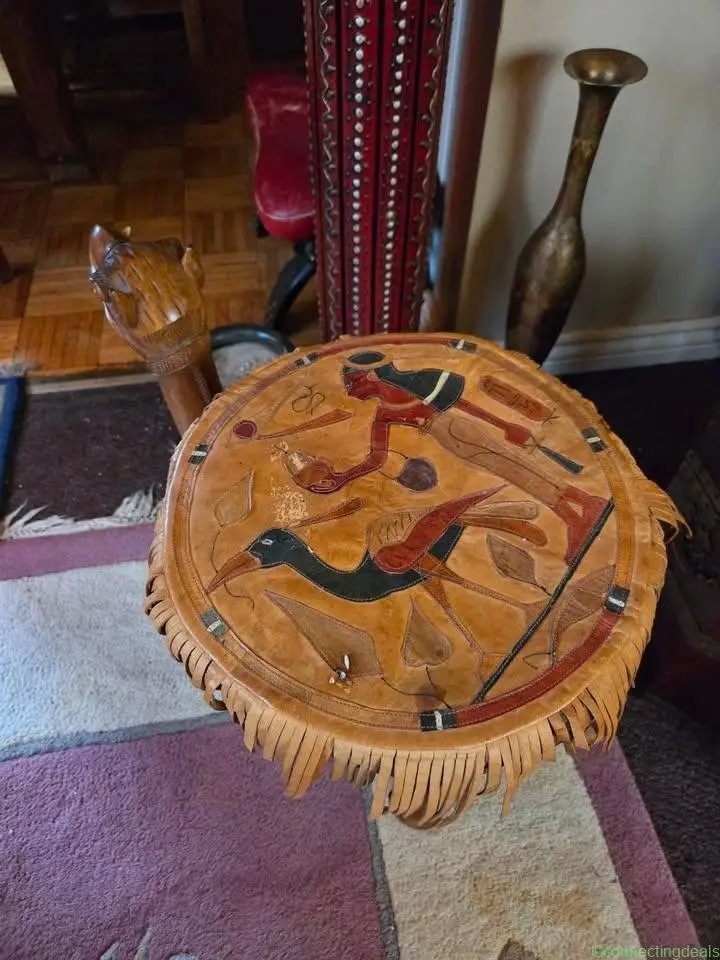 Vintage Antique Carved Wood Camel Table in Good - Image 1