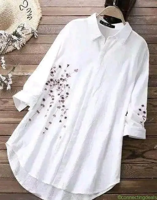Elegant Red Embroidered Long Shirt For Women - Image 1