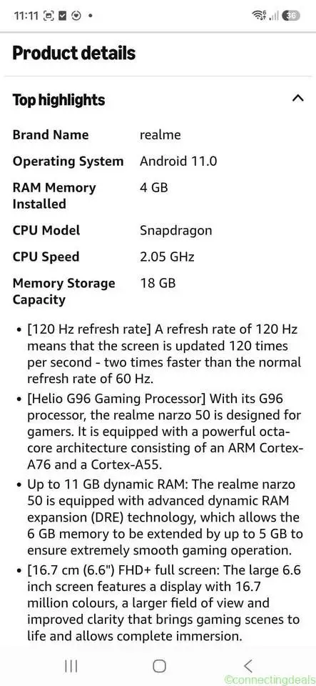 Phone - realme narzo android phone 128gb