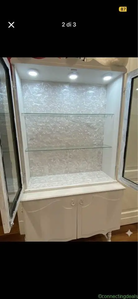 Mobile vetrinetta ante vetri shabby chic beige