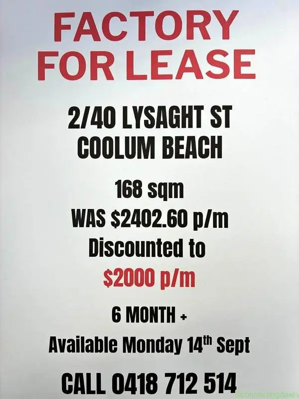 Factory Lease Coolum Beach