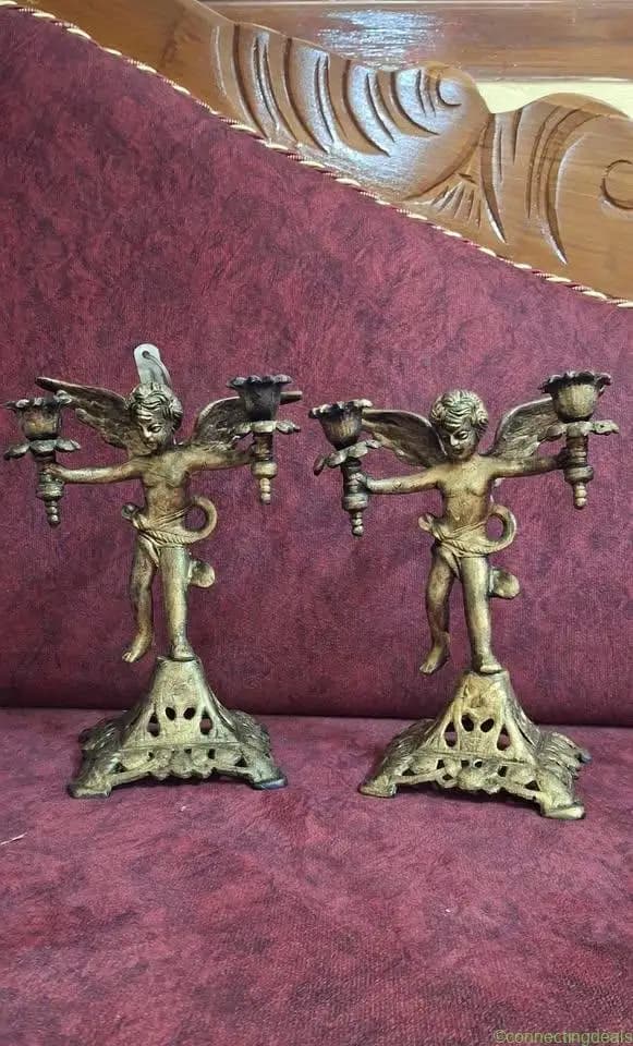 Vintage cherub (angel) candle holders