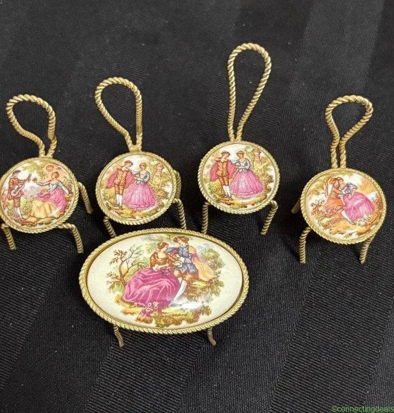 Antique 5 Piece Fragonard Miniature Porcelain - Image 1