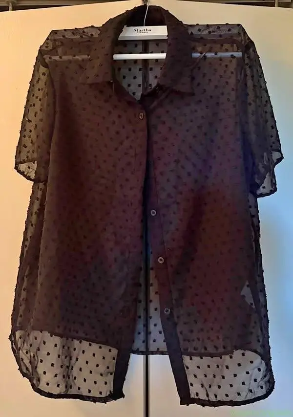 Black see-through dress shirt size large 