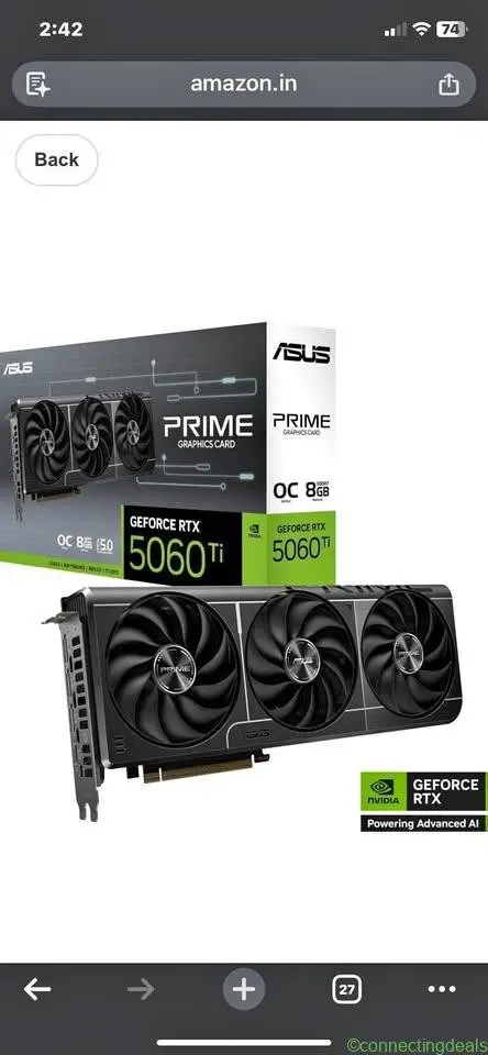 ASUS PRIME GEFORCE RTX 5060 TI 8GB GRAPHIC CARD - Image 1