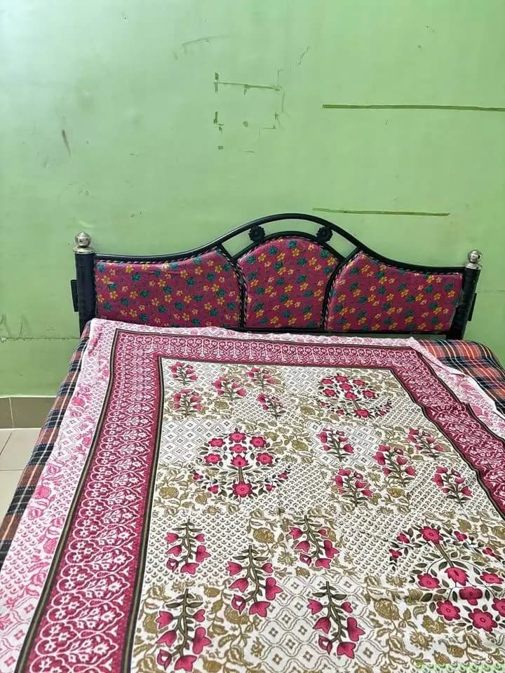 Iron bed with mattress
