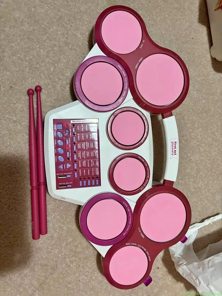 WORKS! Electronic Drum & Guitar Pink for Kids