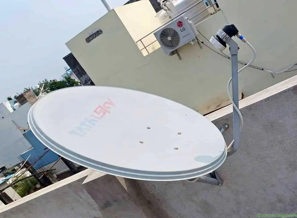 Tata Sky dish and Tata Sky HD set top box.