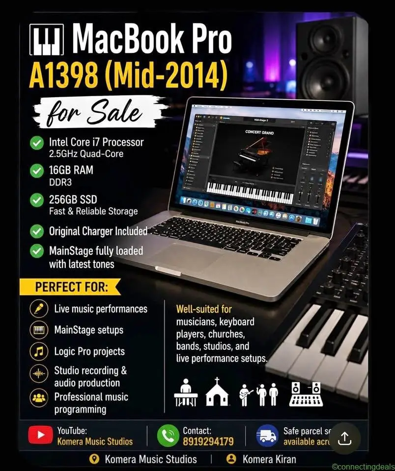 Macbook pro A1398 For sale Including Mainstage