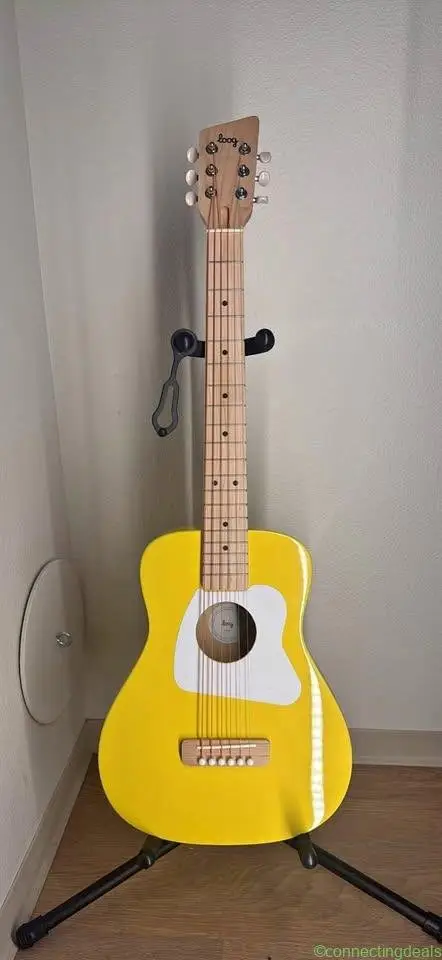 Loog small 6 string guitar and stand