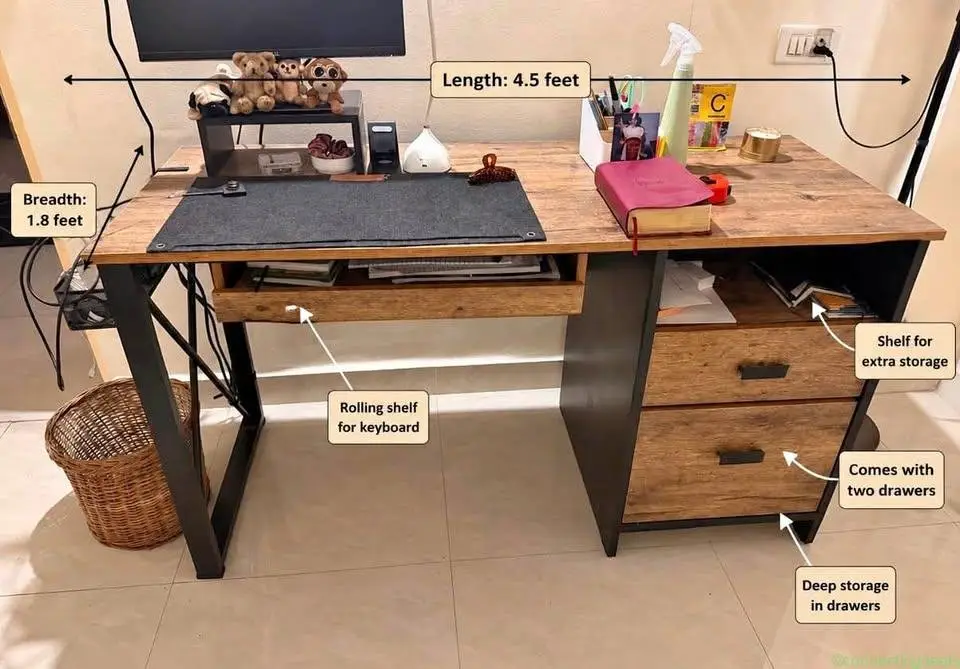 Office table with drawer storage