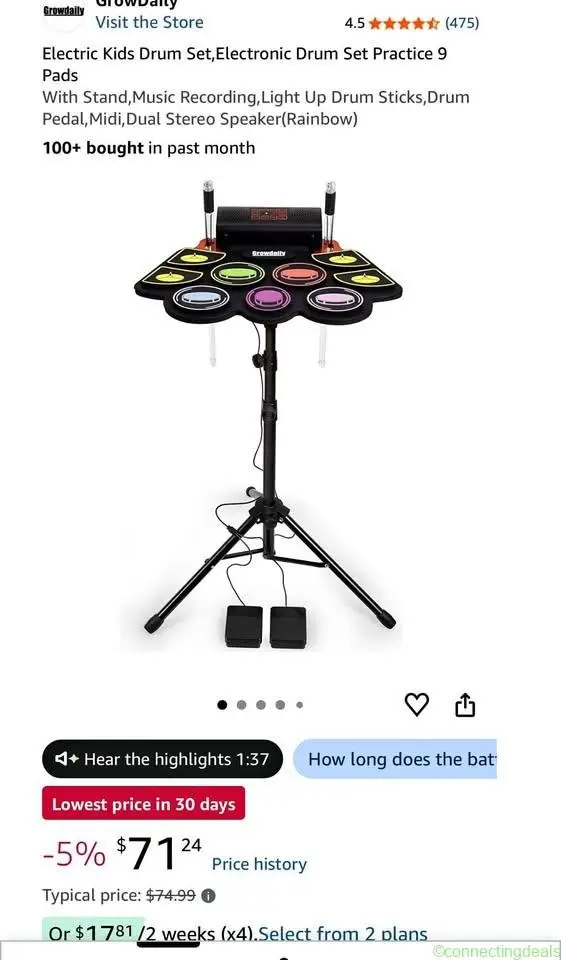Growdaily Electronic Kids Drum Set – Barely Used - Image 1