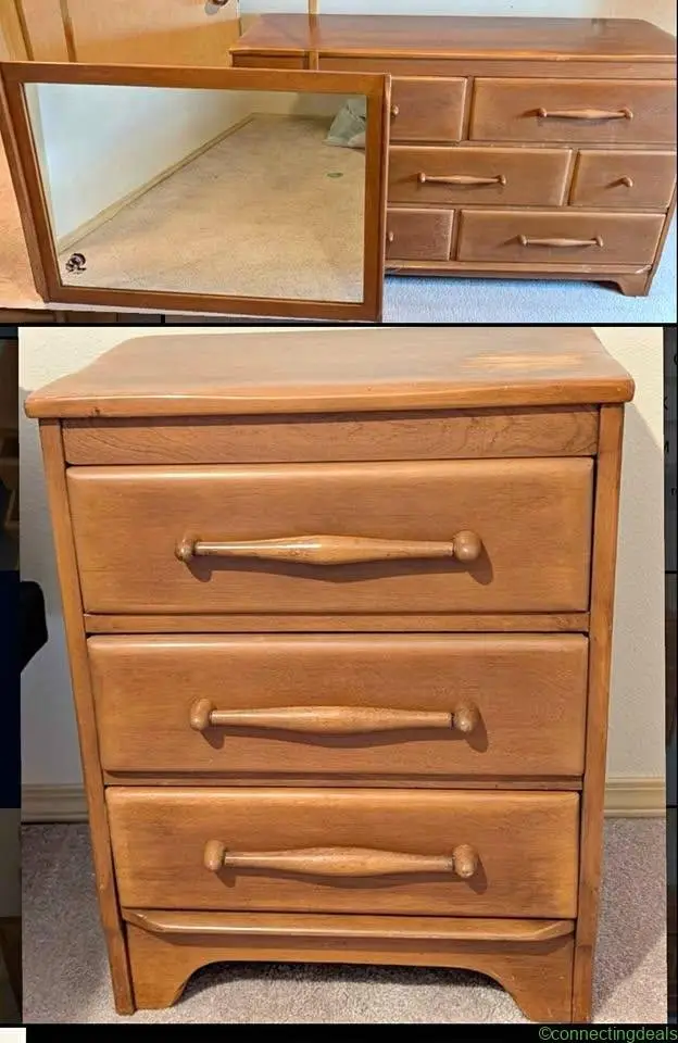 A Genuine Cushman Maple Dresser Set