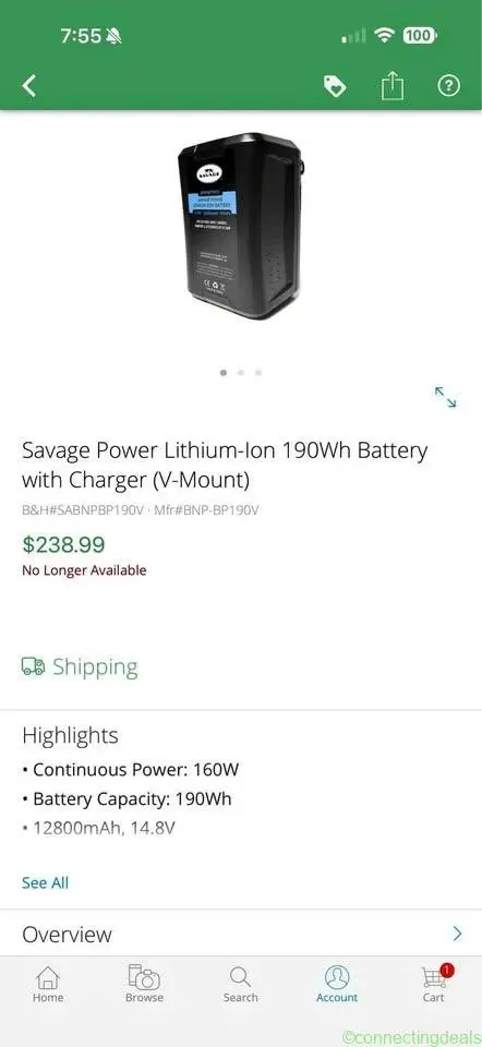 2x Savage Power Lithium-Ion 190Wh Battery - Image 1