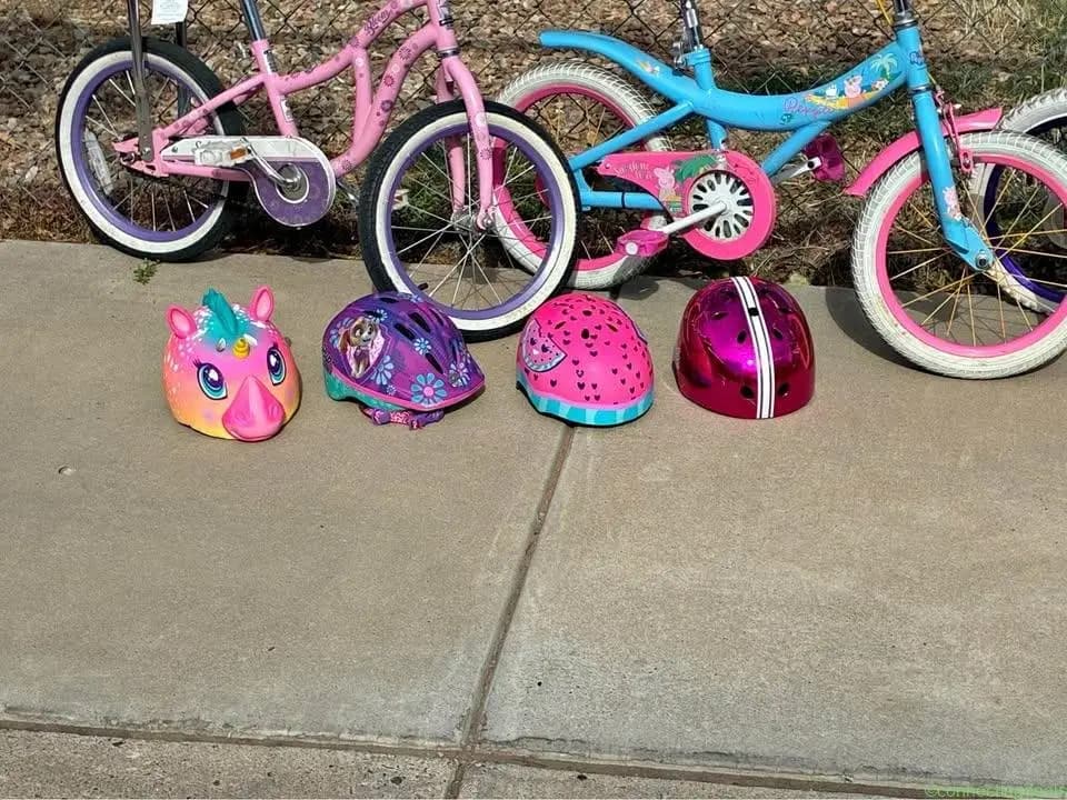 Kids bikes and helmets