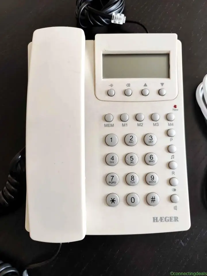 Telefone fixo branco marca Haeger