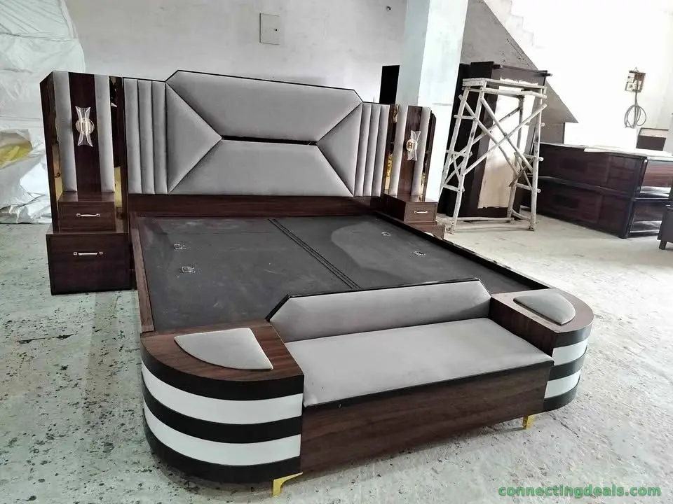 New double bed with side table and front seti