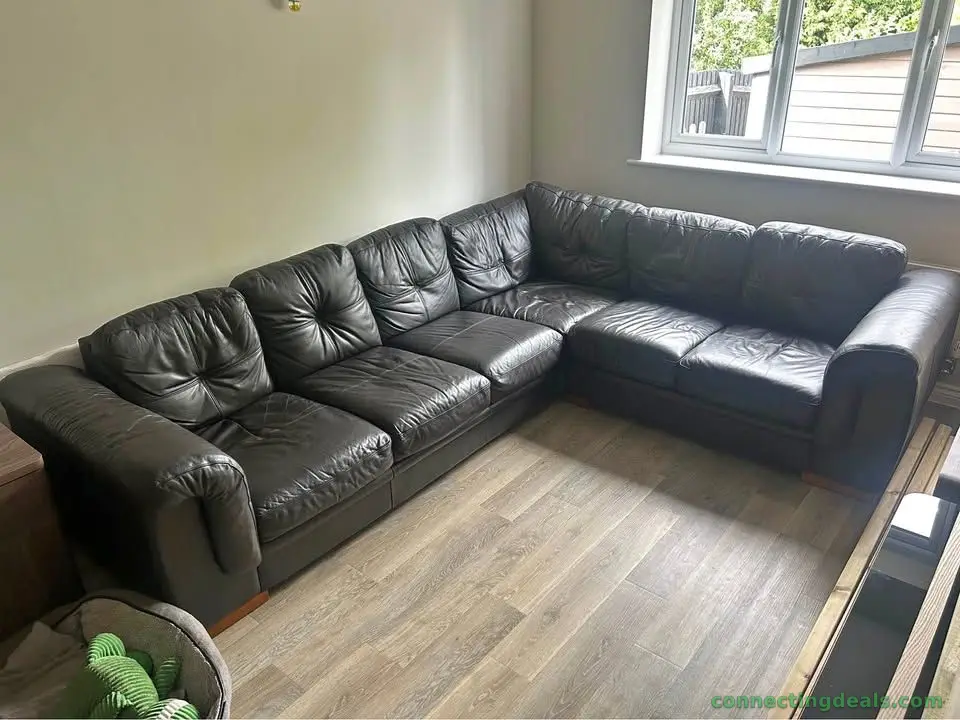 Leather Corner Sofa - Dark Brown