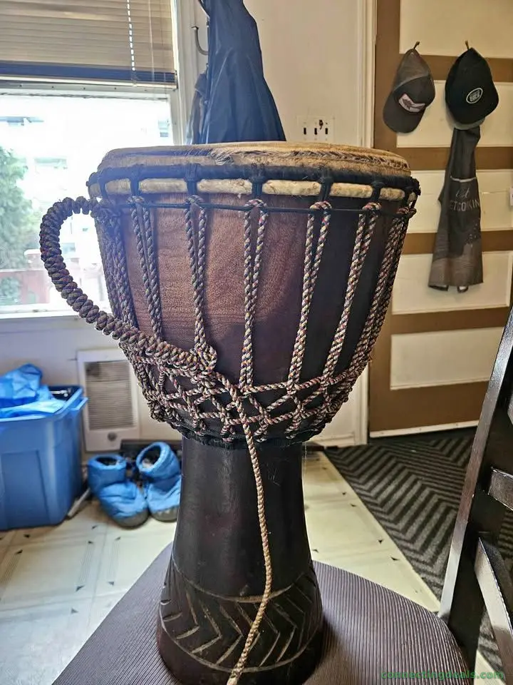 Hand-Carved Wooden Drum
