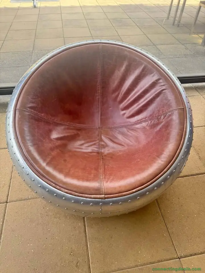 Wright Flyer and Leather Large Cocoon Chair