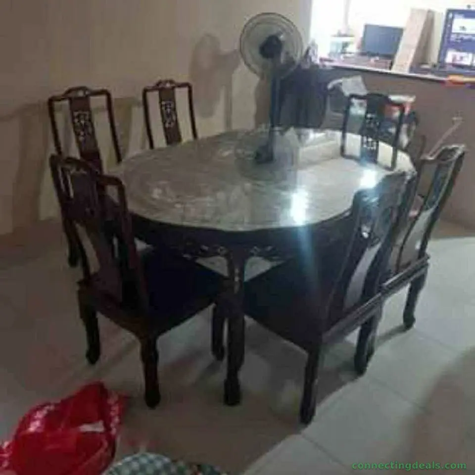 6seaters Rosewood dining table with Pearl shell
