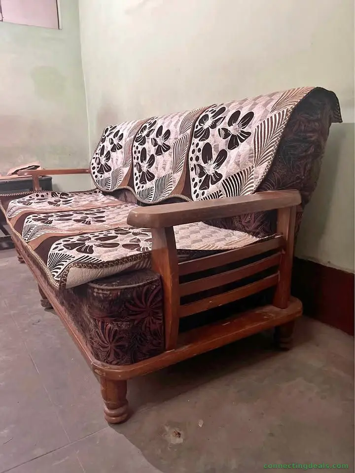 Solid Wood 5-Seater Sofa Set (3+1+1) – Heavy - Image 1