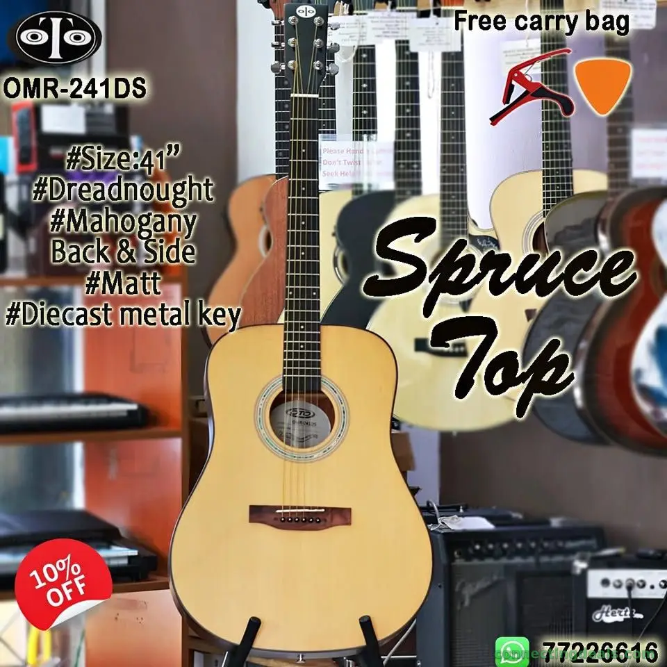 oTo semi_acoustic Guitar,10% Off, Spruce Top.41"