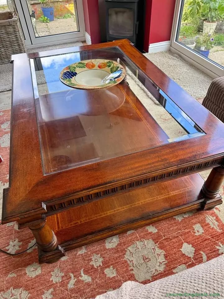 Large traditional style coffee table with inset