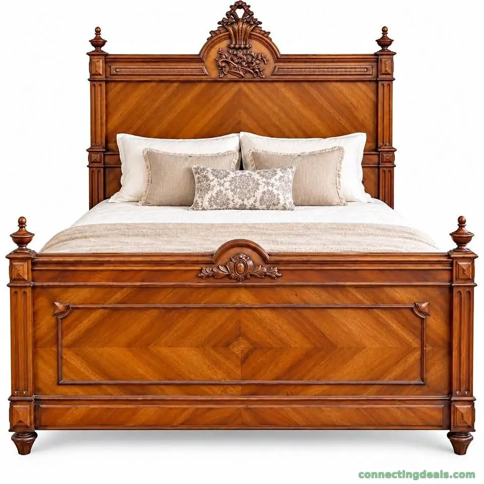 Magnificent Antique French Double Walnut Bed –