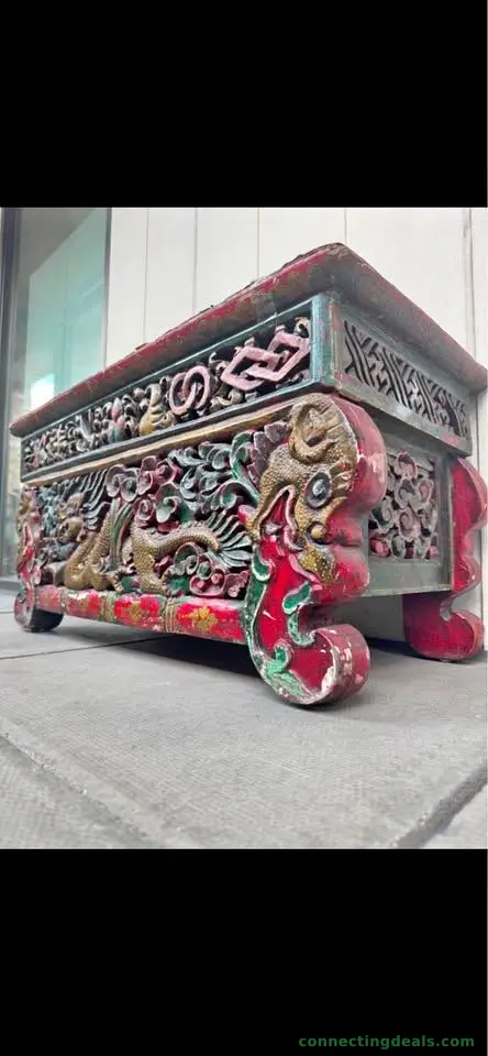 Beautiful hand-carved Asian-style wooden coffee