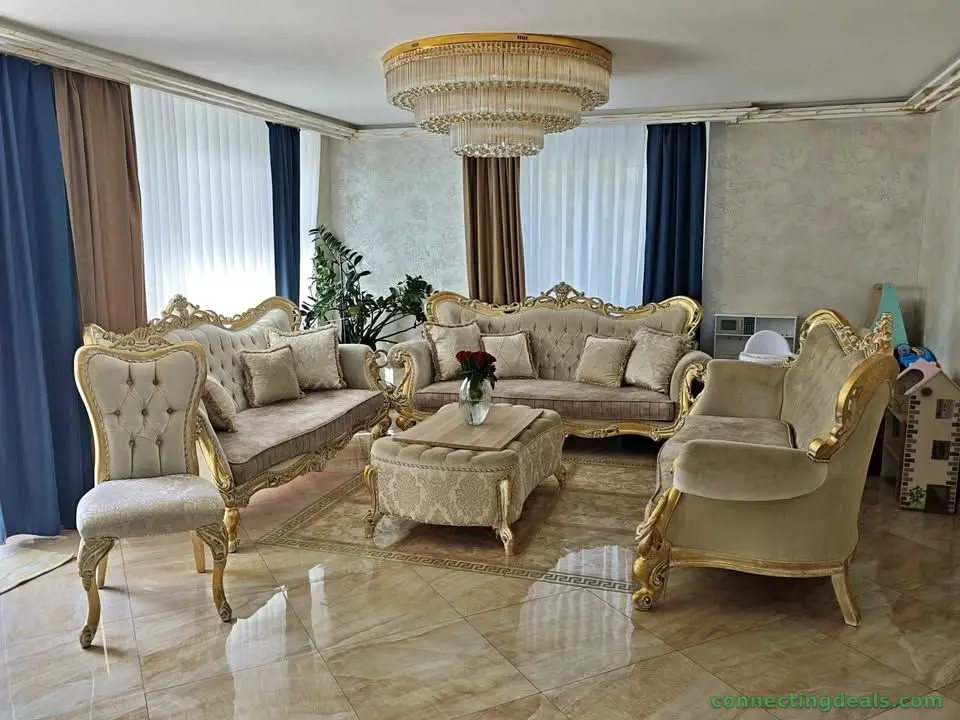 Exklusives Barock Wohnzimmer-Set – Massivholz mit