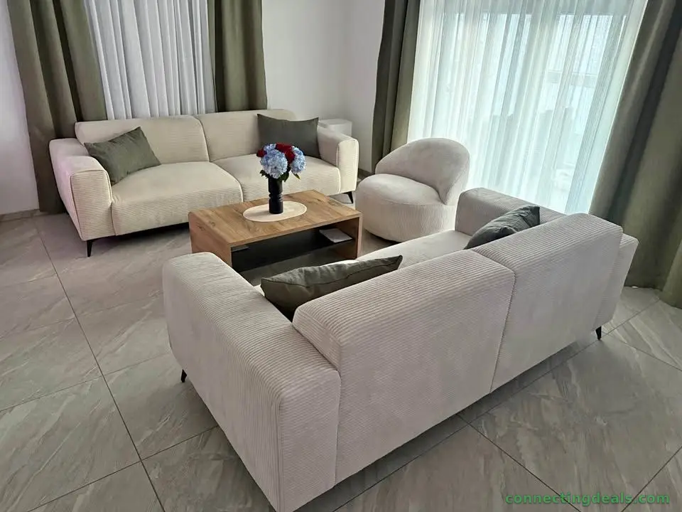 2er + 3er Sofa Set Beige/Creme