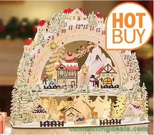 Wooden LED Advent Christmas Calendar With LED Lights